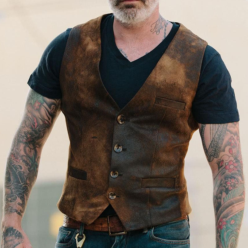 Men's Fashion Vest with Leather Straps by Lisslune