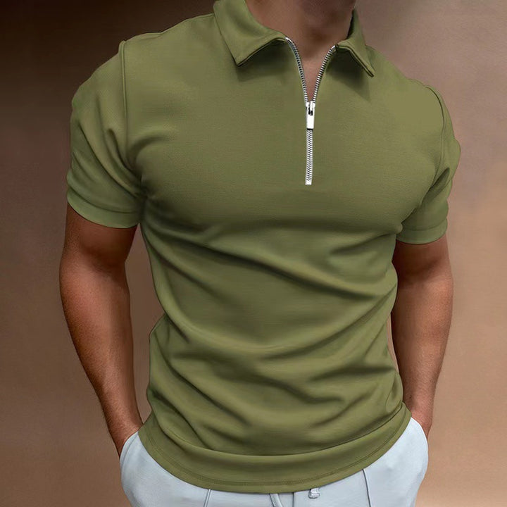 Men's polo shirt with modern stand-up collar and zipper Lisslune