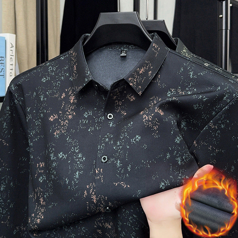 Men's shirt with floral print and high-quality satin surface Lisslune