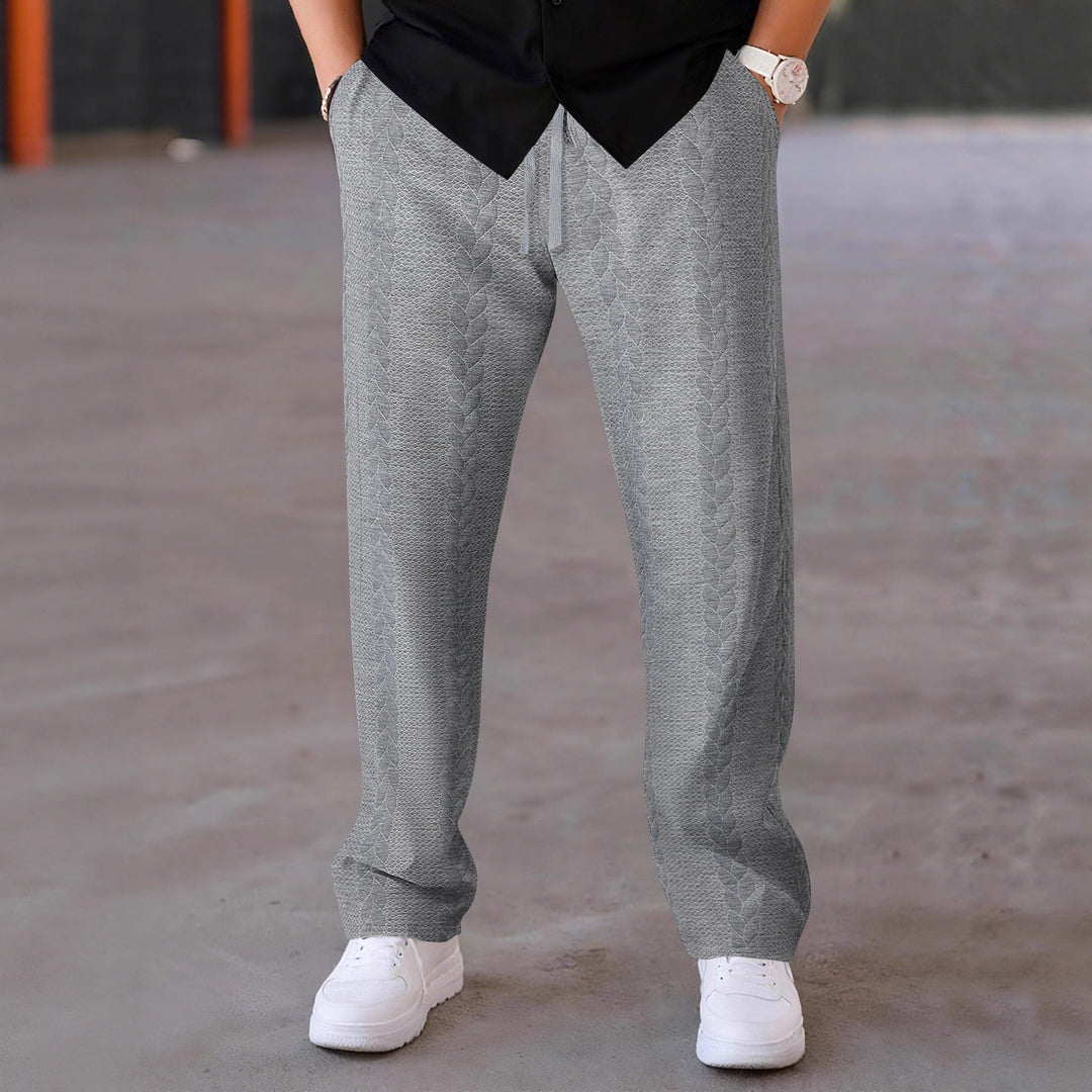 Men's Casual Stretch Pants with Drawstring and Textured Design Lisslune