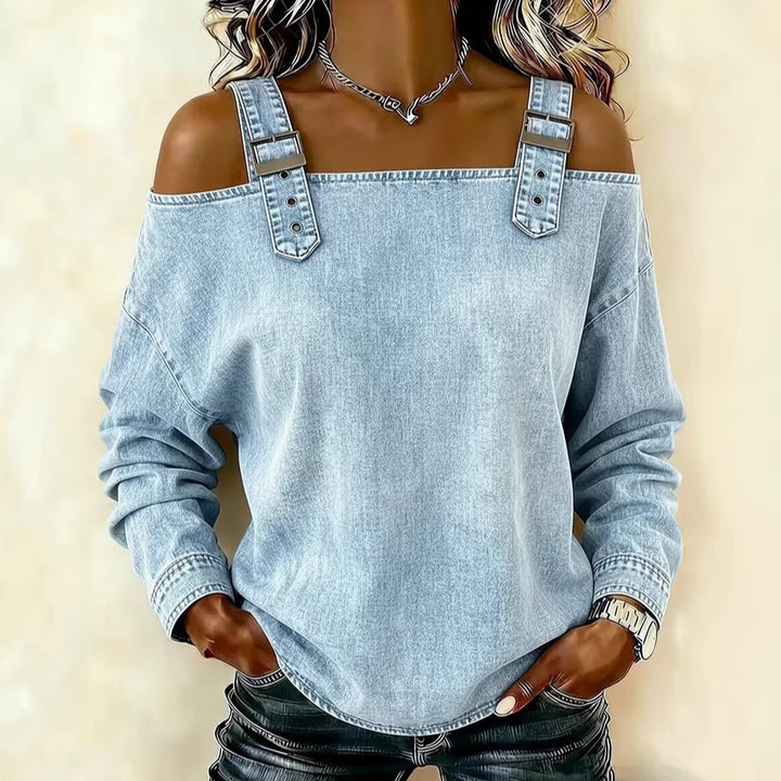 Women's casual sweatshirt with decorative shoulder details Lisslune