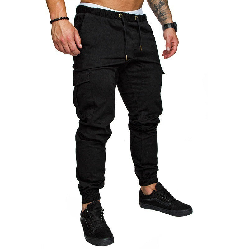 Men's Stylish Cargo Pants with Elastic Waistband and Practical Pockets Lisslune