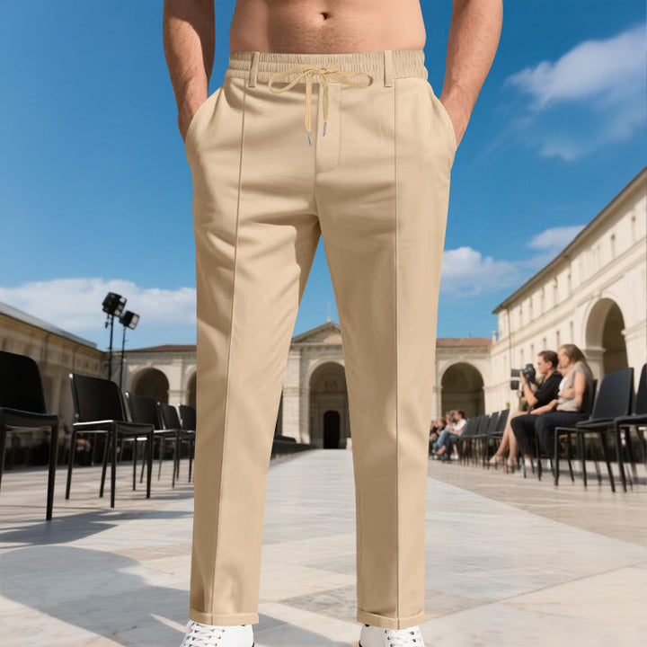 Men's elegant casual trousers with elastic waistband and modern pockets Lisslune