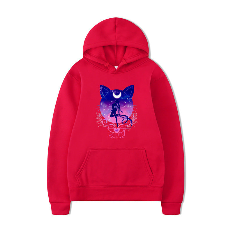 Women's hoodie with artistic cat design and comfortable fit Lisslune