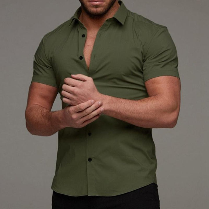Men's short sleeve shirt with modern cut and stylish button detail Lisslune