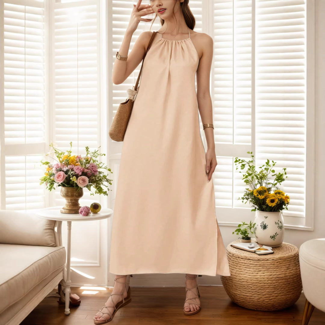 Women's Maxi Dress with Elegant Halter Strap Lisslune