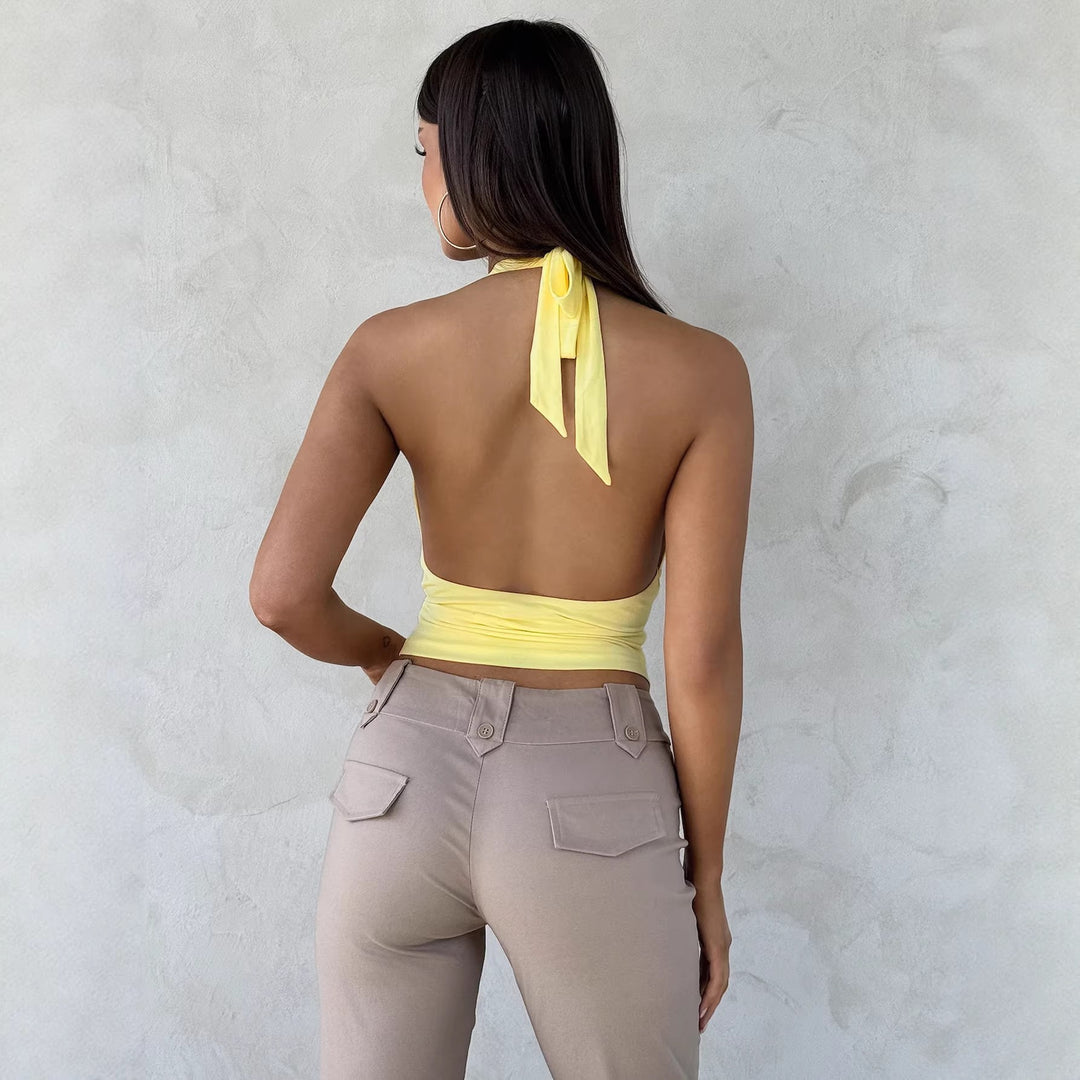 Damen Crop-Top mit raffiniertem Knotendetail Lisslune