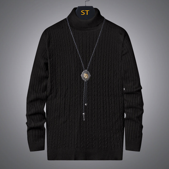 Men's turtleneck sweater with textured cable pattern Lisslune