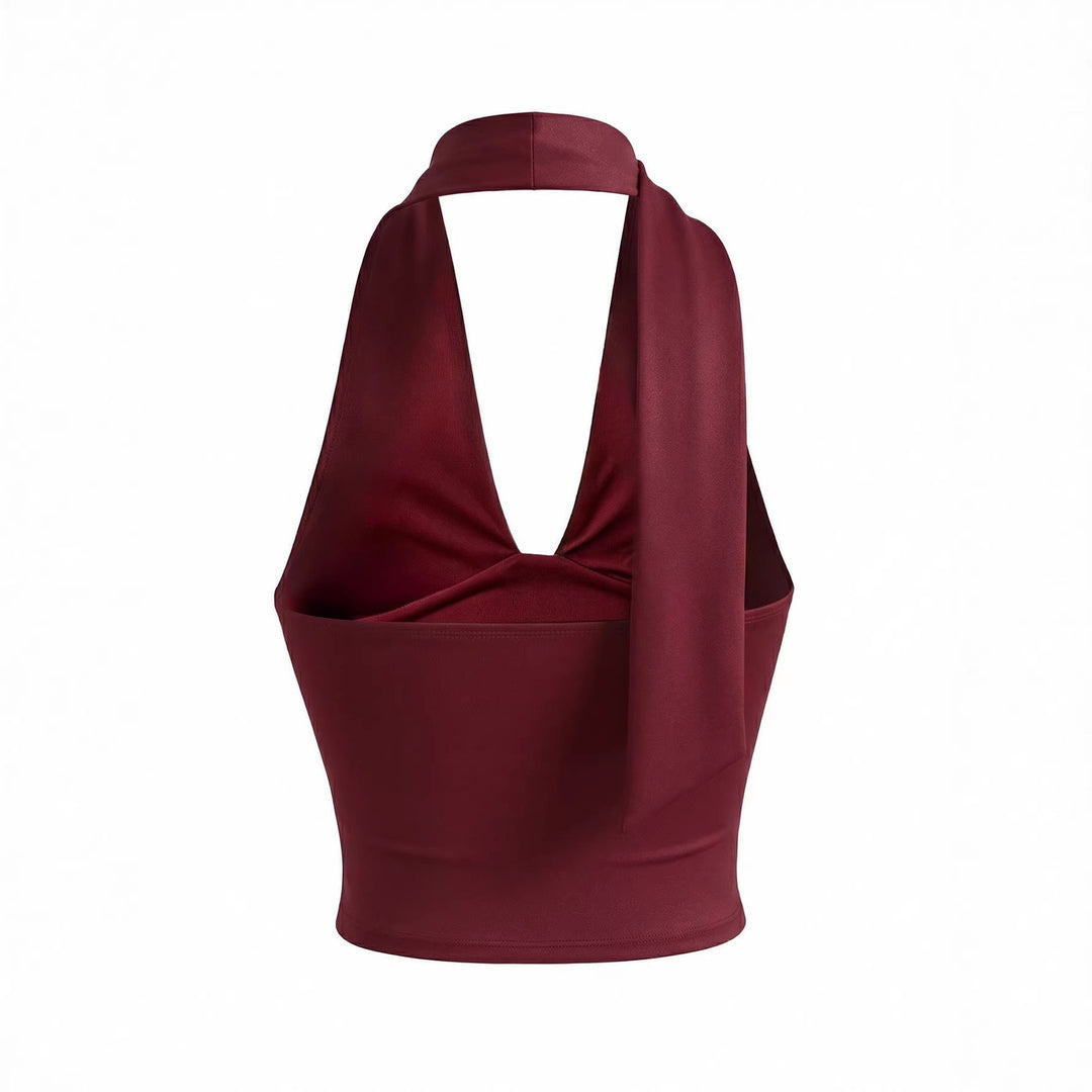 Damen Neckholder-Top mit tiefem Ausschnitt und Raffung Lisslune