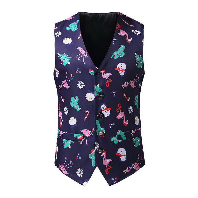 Men's festive waistcoat with vibrant Christmas design Lisslune
