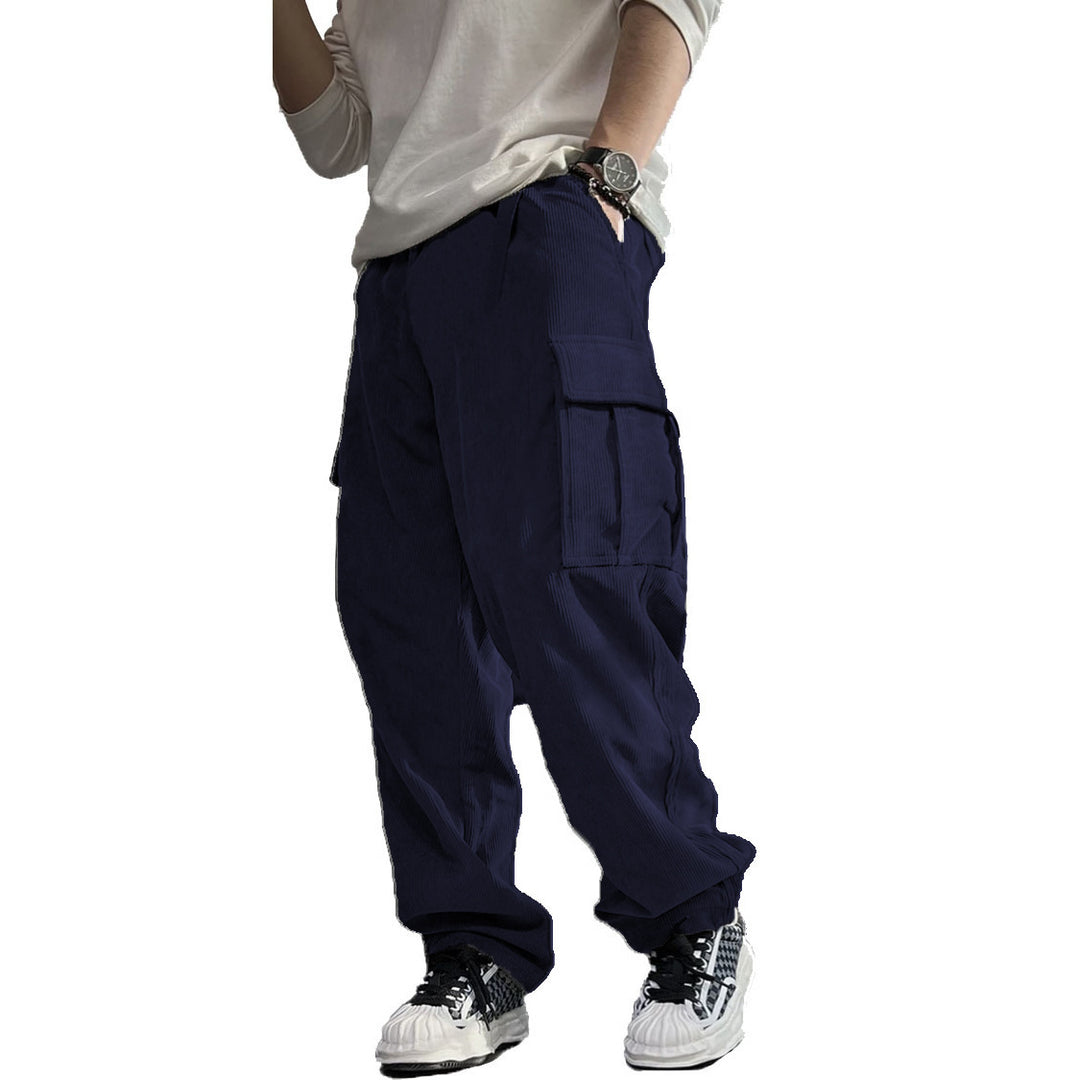 Men's Stylish Cargo Pants with Side Pockets and Elastic Waistband Lisslune