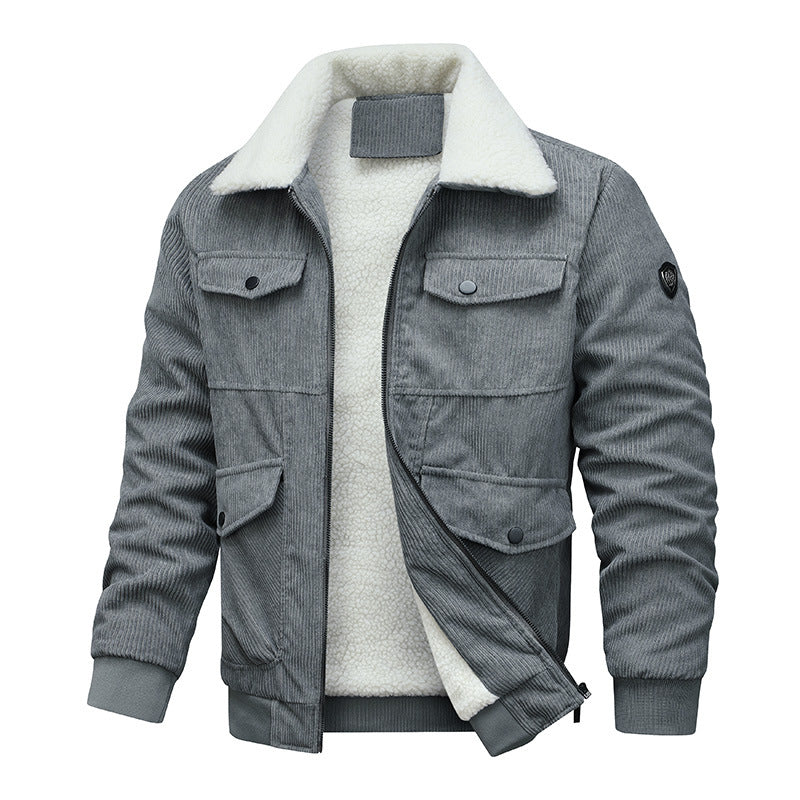 Men's Casual Cord Jacket with Fluffy Inner Lining Lisslune