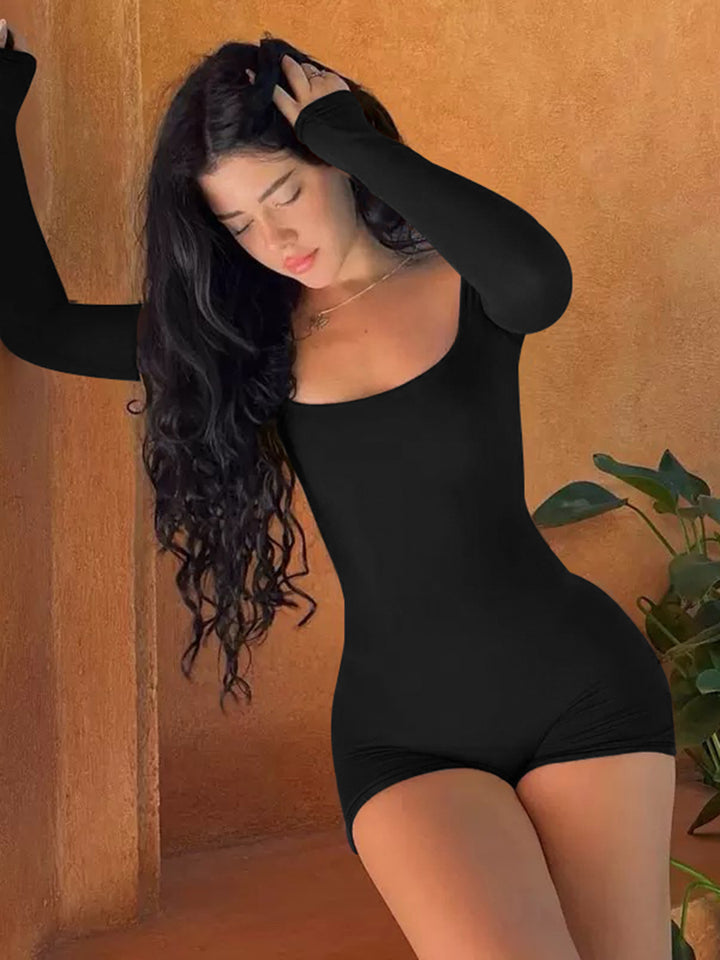 Damen Langarm Body mit tiefem Ausschnitt Lisslune