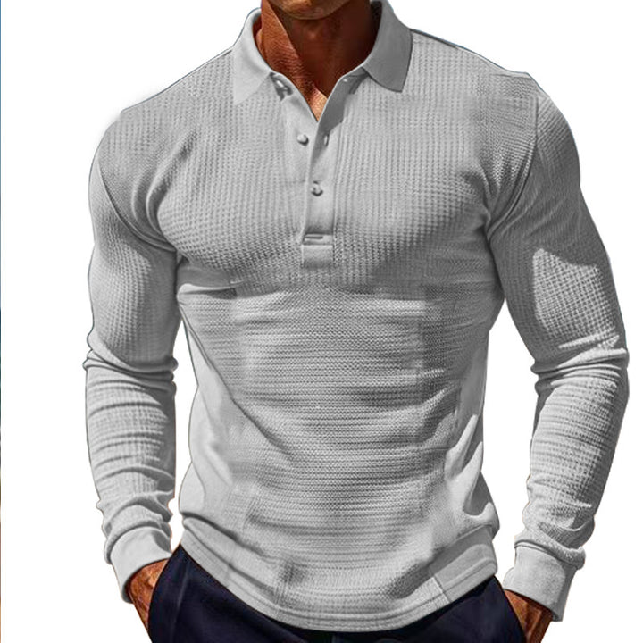 Men's long-sleeved polo shirt with textured design Lisslune