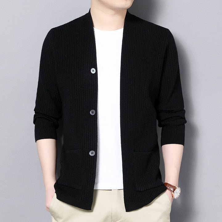 Men's Cardigan with Open Cut and Practical Pockets Lisslune
