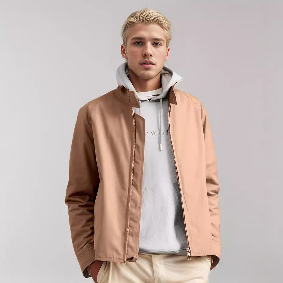 Men's casual transitional jacket with stand-up collar and practical pockets Lisslune