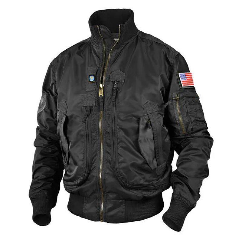Men's Multifunctional Pilot Jacket with Practical Pockets and High Collar Lisslune