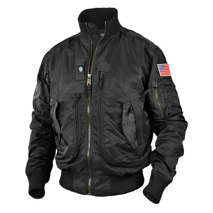 Men's Multifunctional Pilot Jacket with Practical Pockets and High Collar Lisslune
