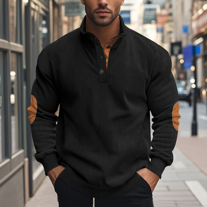 Men's Fashionable Sweater with Stand-Up Collar and Contrast Accents Lisslune