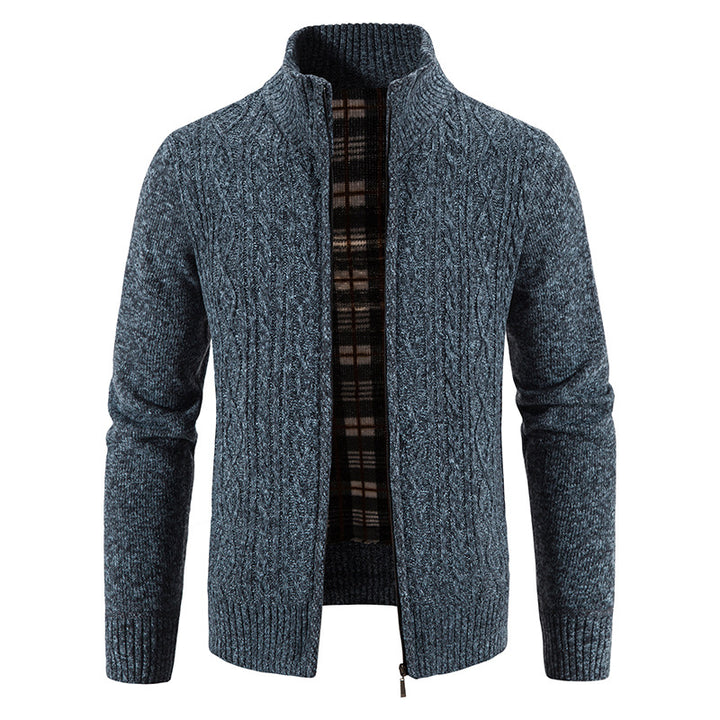Men's cardigan with high collar and textured design Lisslune
