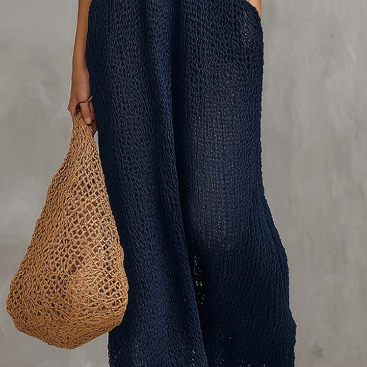Ladies Airy Summer Dress with Side Pockets and Deep Neckline Lisslune