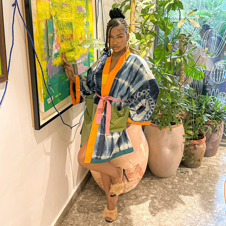 Women's cotton kimono with modern batik pattern Lisslune