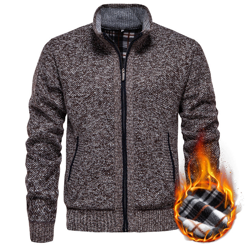 Men's stylish cardigan with high collar and practical pockets Lisslune