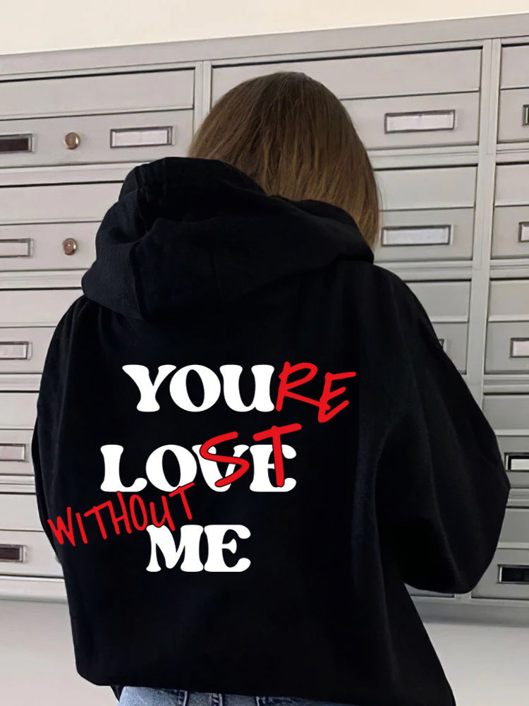 Women Oversized Hoodie with Inspirational Print Lisslune