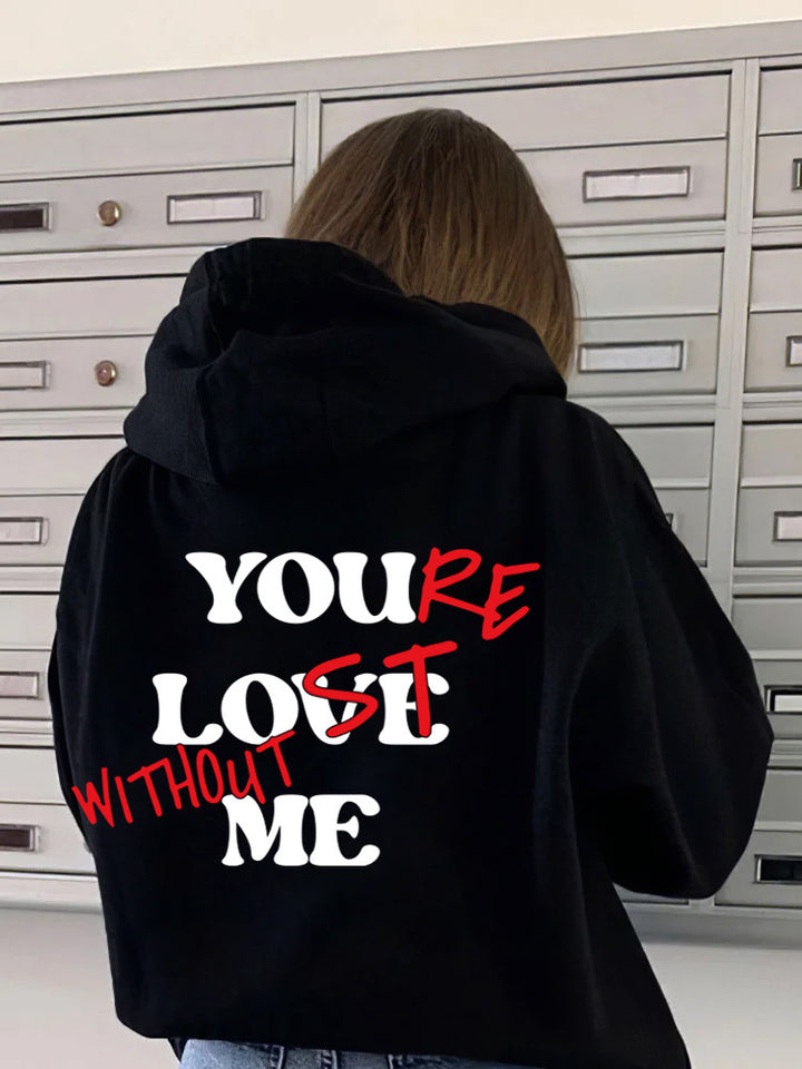 Women Oversized Hoodie with Inspirational Print Lisslune