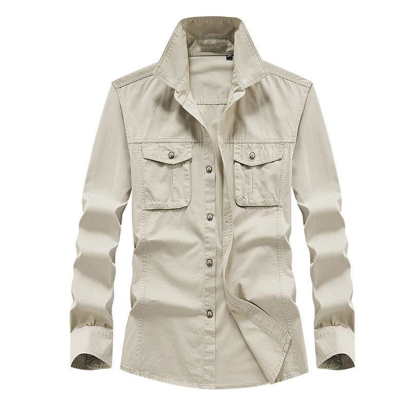 Men's Long Sleeve Functional Shirt with Practical Chest Pockets Lisslune