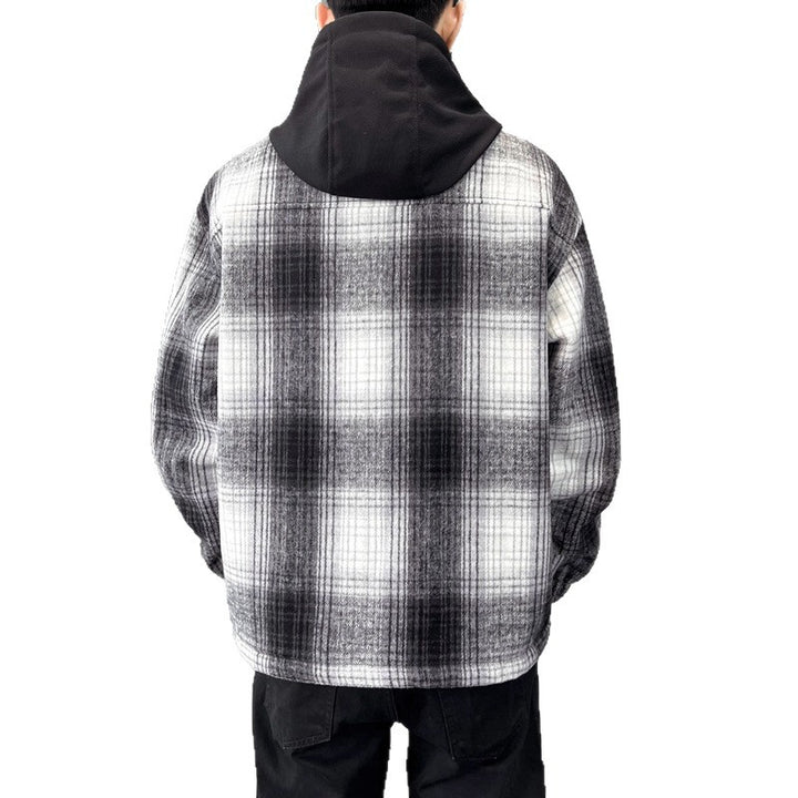 Men's checked transitional jacket with adjustable hood and practical pockets Lisslune