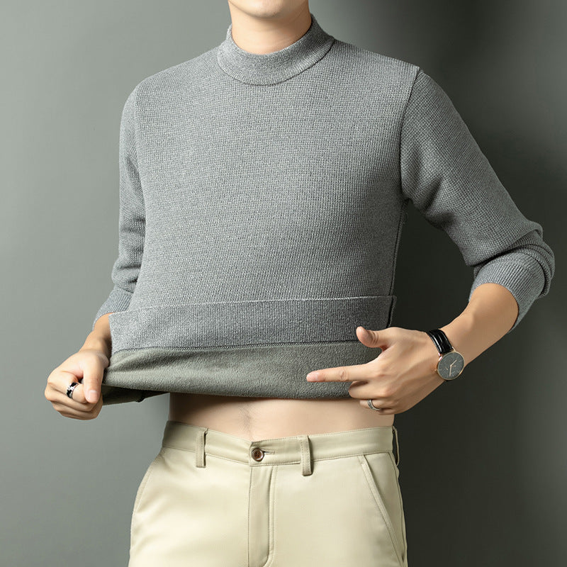 Men's Fine Knit Sweater with High Collar Lisslune