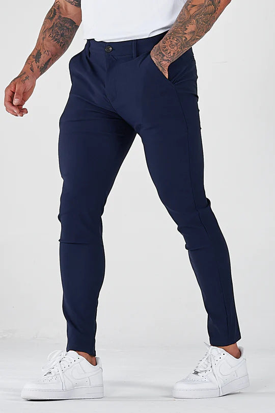 Men's modern slim-fit pants with elastic material and practical pockets Lisslune