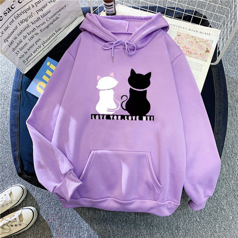 Women's hoodie with cute cat design and casual fit Lisslune