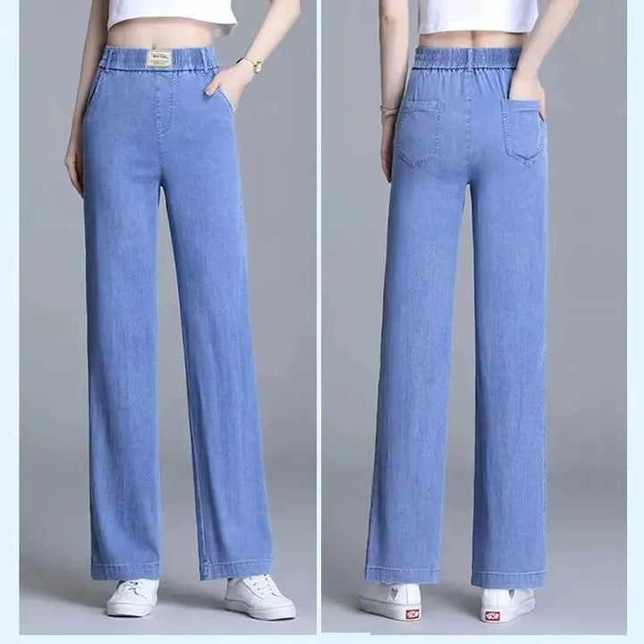 Women's Loose Jeans with Elastic Waistband and Practical Pockets Lisslune
