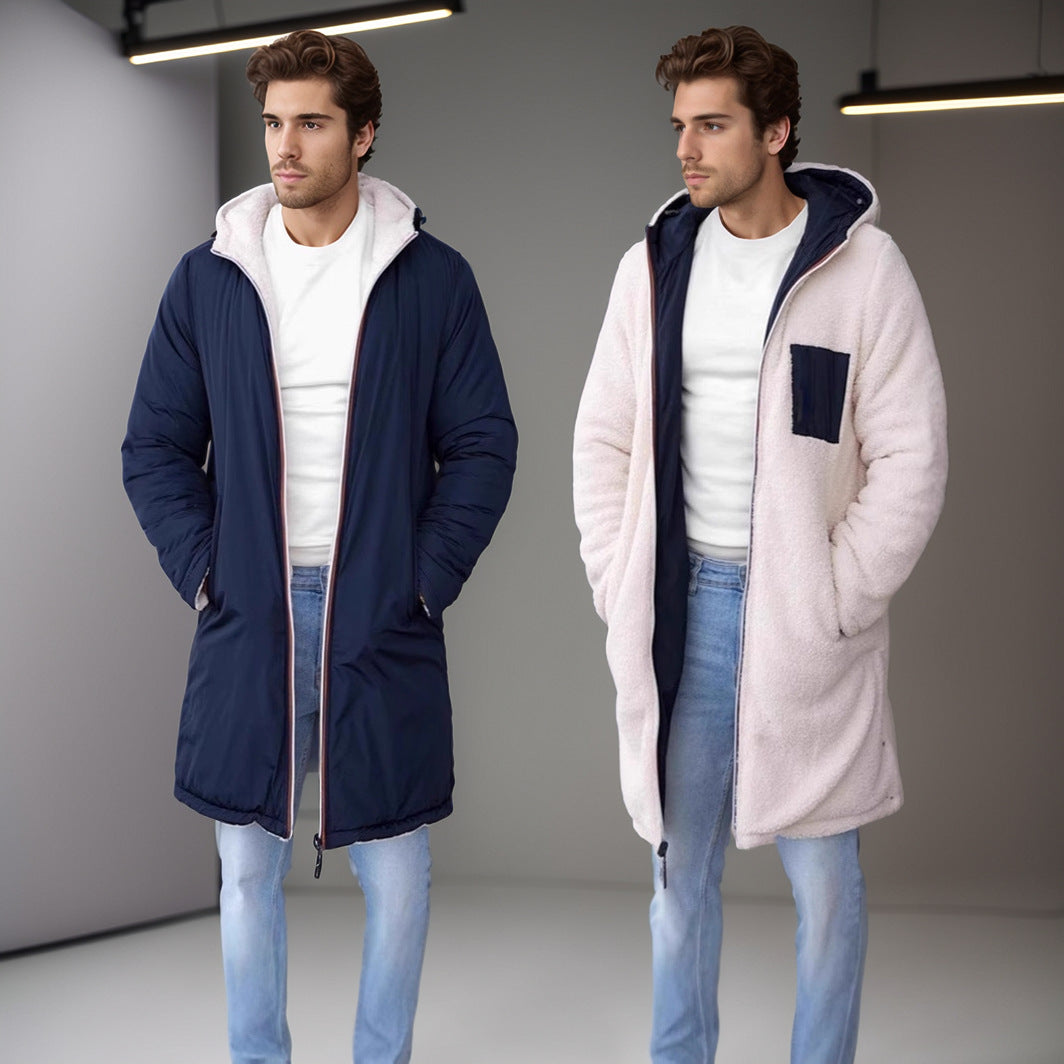 Men's Reversible Padded Coat with Hood and Practical Pockets Lisslune