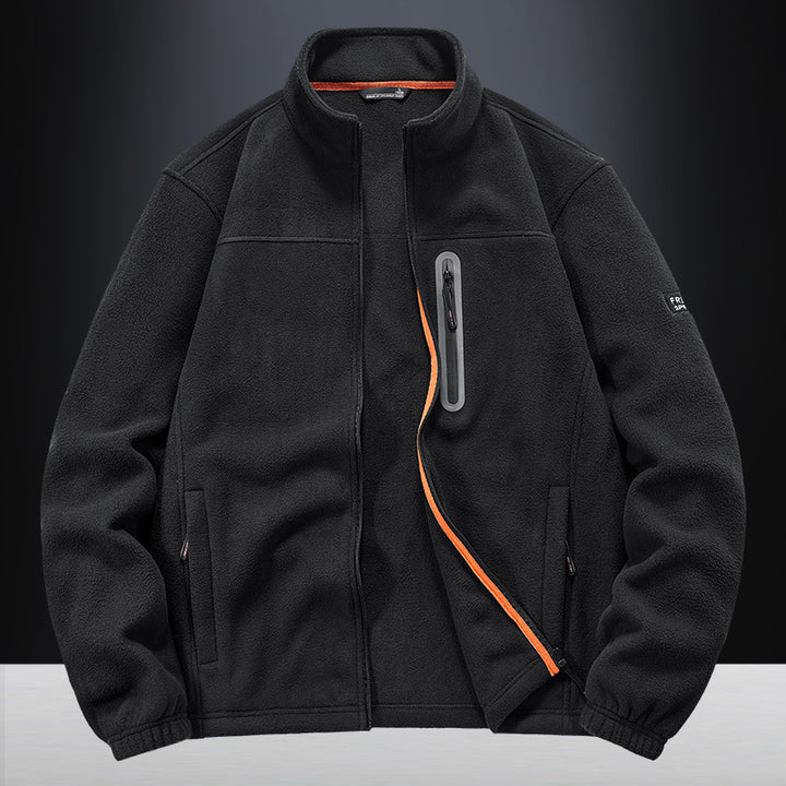 Men's Fleece Jacket with High Collar and Practical Zip Pockets Lisslune