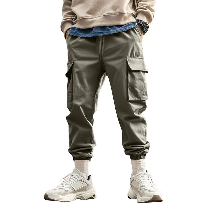 Men's cargo pants with elastic waistband and multifunctional pockets Lisslune