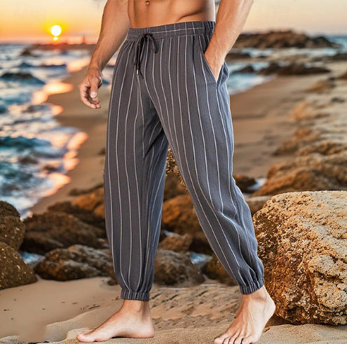 Men's casual pants with modern stripe pattern Lisslune