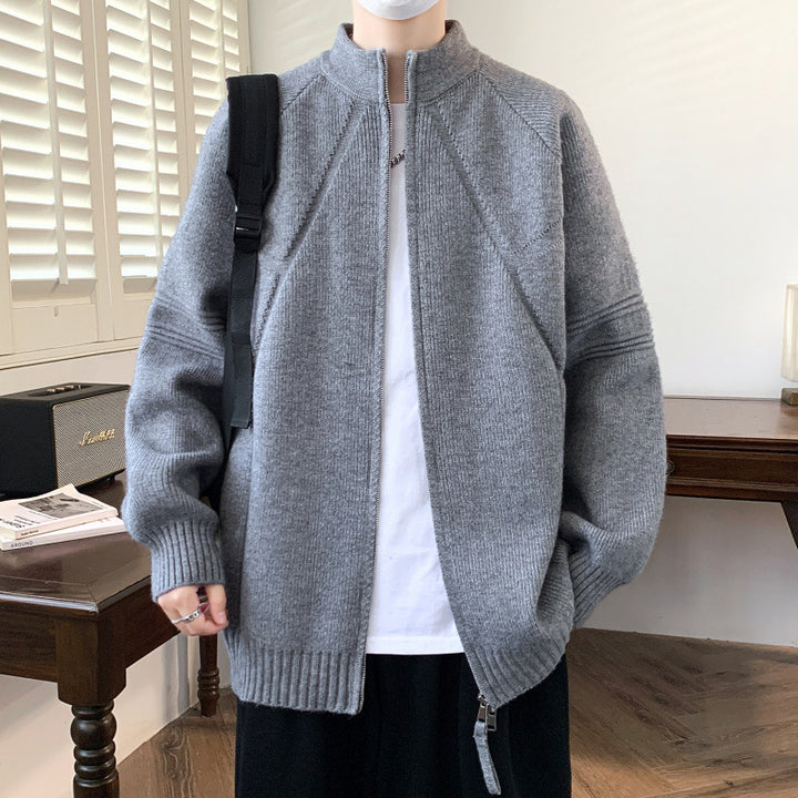 Men's cardigan with high collar and zipper Lisslune