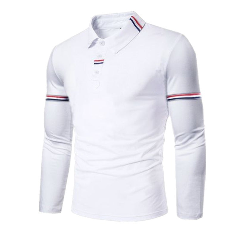 Men's Long Sleeve Polo Shirt with Modern Contrast Collar and Stylish Accents Lisslune