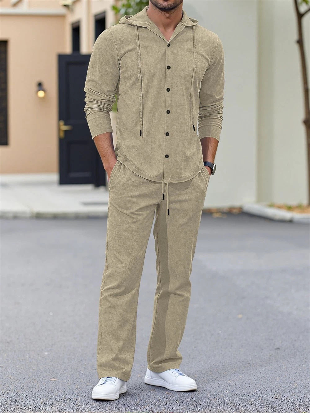 Men's Fashion Leisure Set with Hood and Elastic Waistband Lisslune
