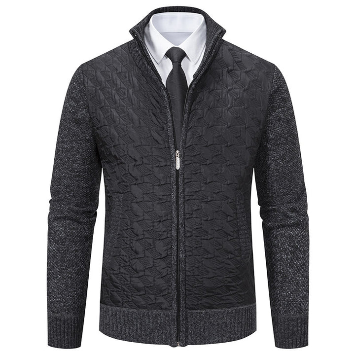 Men's stylish padded jacket with textured outer material and high collar Lisslune