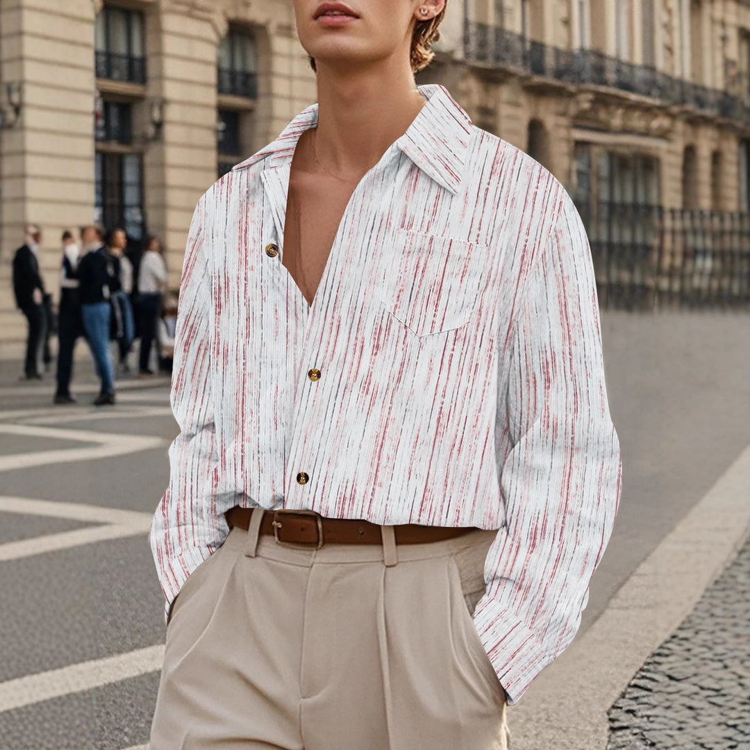 Men's Long Sleeve Shirt with Textured Design Lisslune