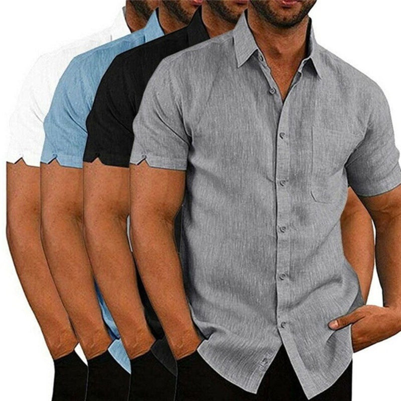 Men's short-sleeve shirt made of lightweight linen fabric with a classic cut Lisslune