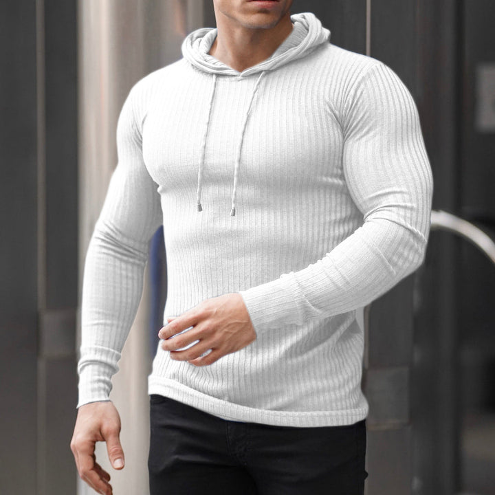 Men's casual hoodie with textured ribbed look Lisslune