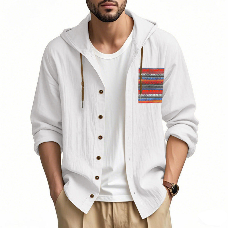 Men's Lightweight Leisure Jacket with Hood and Stylish Chest Pocket Lisslune