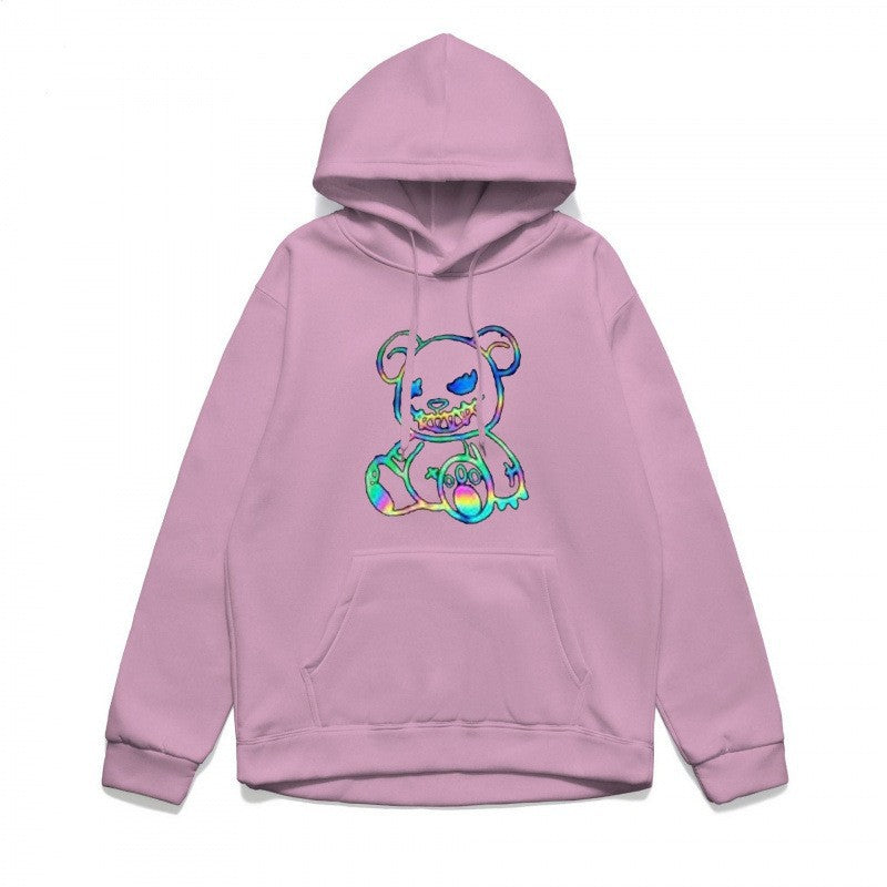 Ladies hoodie sweatshirt with cool bear motif and comfortable fit Lisslune