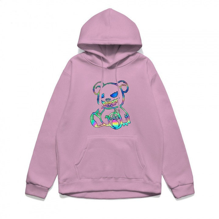 Ladies hoodie sweatshirt with cool bear motif and comfortable fit Lisslune