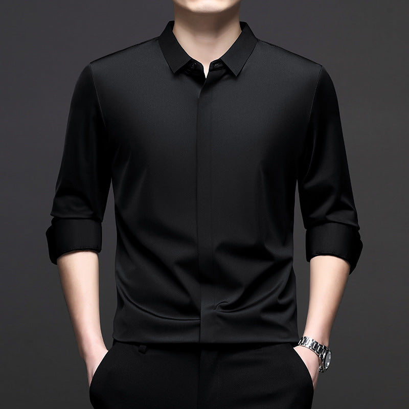 Men's Elegant Long Sleeve Shirt with Modern Cut and Breathable Surface Lisslune